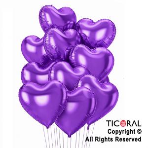 SET DE GLOBOS METALIZADOS CORAZON VIOLETA x 10 UNIDADES